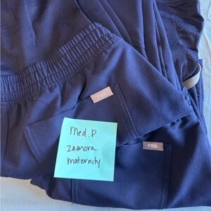 Figs Navy Blue Maternity Scrub Set